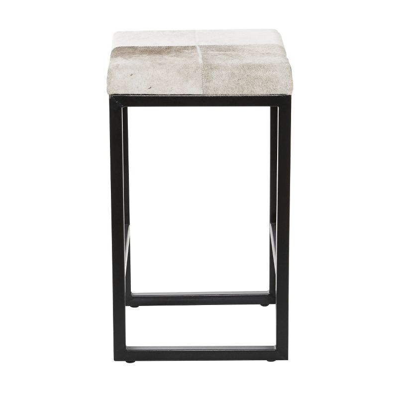Industrial Cowhide and Metal Counter Height Barstool Gray - Olivia &#38; May, 4 of 22