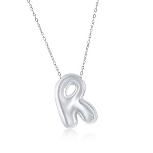 Bella Silver Sterling Silver, Bubble Initial Letter 18" Pendant Necklace - 1 of 2
