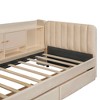 MAYEERTY Twin Size Upholstered Daybed, Drawers Shelves Flip Cabinets Side Table, Bedroom, Beige - 3 of 4