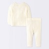 Baby Girls' 2pc Christmas Holiday Candy Cane Sweater and Pants Set - Cloud Island™ Cream - 2 of 4
