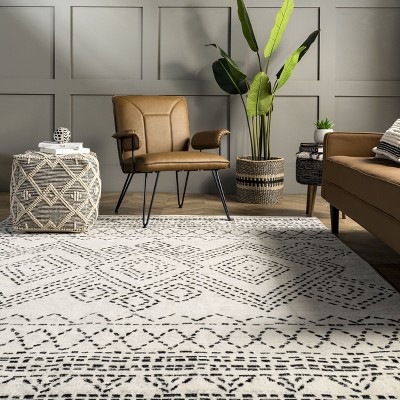 Gray Rectangular Stain-Resistant Synthetic Area Rug 5' x 8'