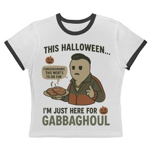 Rerun Island Women Just Here For Gabbaghoul Short Sleeve Graphic Cotton Retro Vintage Ranger Baby Tee - 1 of 4
