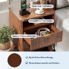 Modern Fluted Night Stand, Wood Nightstand with USB Ports and Outlets, 2 Drawers and Open Shelf, Bedside Table End Table.Walnut 1pc - 4 of 4
