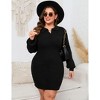 Coolmee Women Mini Fall Sweater Dresses Casual V Neck Knit Long Sleeve Fit Ribbed Pullover Jumper Sweaters Short Dress - 3 of 4