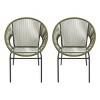 Modern Patio Polyethylene Rattan Trumpet Chair Set of 2,Outdoor Patio Club Chair with Iron Frame,Curved Back Armless Accent Chair-Coolbibila - 2 of 4