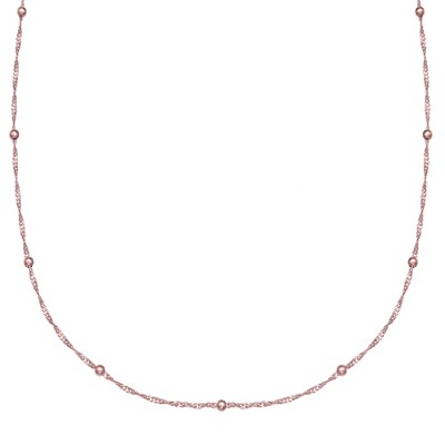 Women's Diamond Cut Singapore Station Necklace with Ball Stations in Rose Gold Over Sterling Silver - Rose (18")