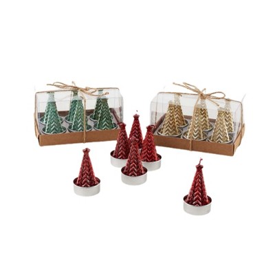 Christmas 2.75" Metallic Tree T-Light Candles Votive Mini Modern  -  Flame Candles