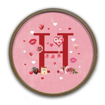 Creative Products Valentine Things Monogram Round Brown Framed Print