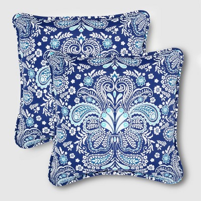 blue paisley throw pillows