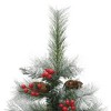 vidaXL Artificial Hinged Christmas Tree with Cones and Berries - Green and White, Reusable, Equipped with Sturdy Metal Stand - 4 of 4