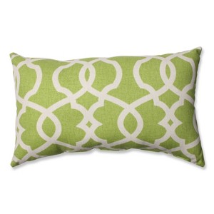 11.5"x18.5" Emory Lumbar Throw Pillow Green - Pillow Perfect: Damask Pattern, Indoor Use, Weather-Resistant - 1 of 2