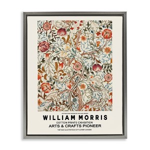 Stupell Industries Bold Red Flowers Pattern Intertwining Stems Text Flyer Floating Frame Canvas Art, Gray, 25" x 31" - 1 of 4