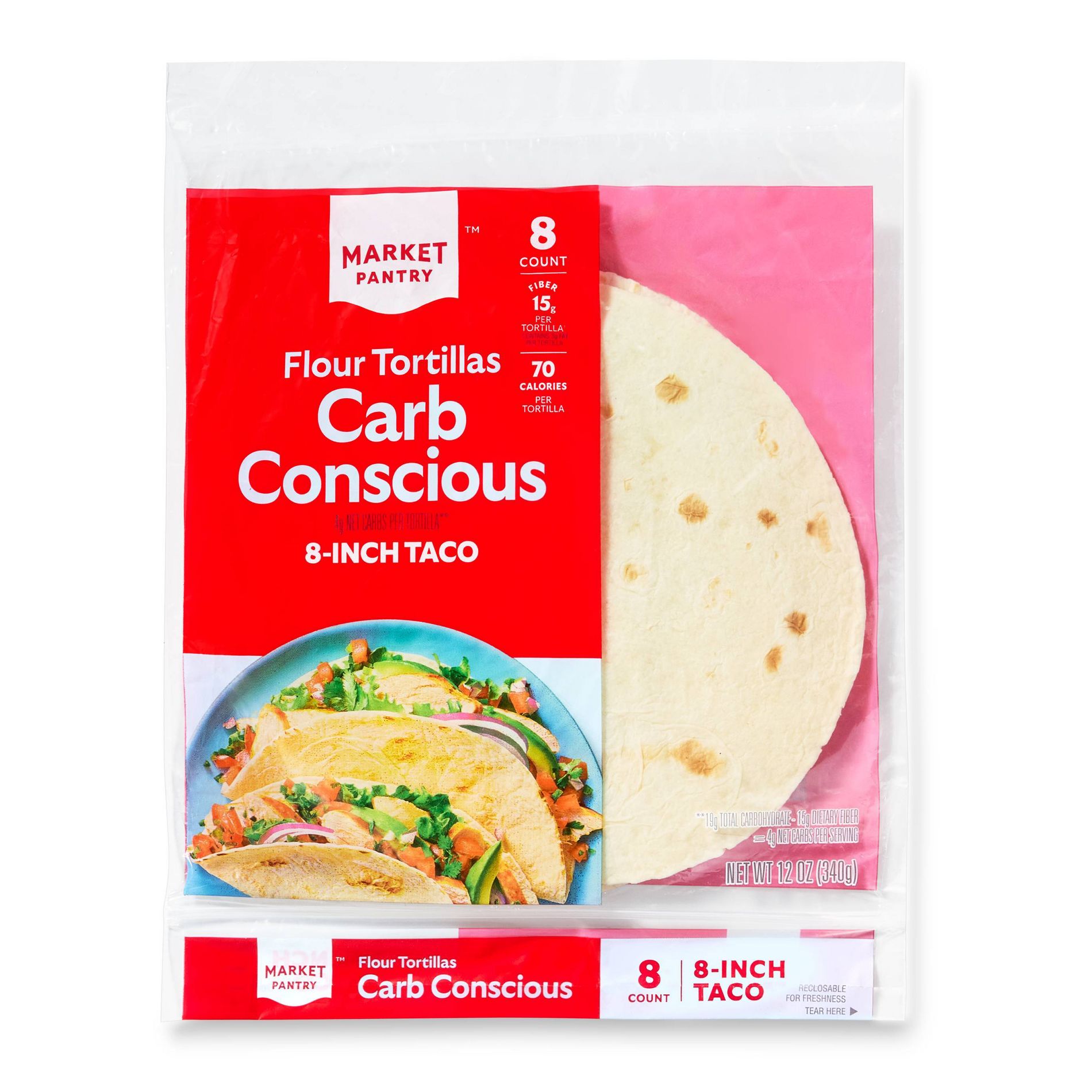 8" Carb Conscious Flour Tortilla - 8ct - Market Pantry™