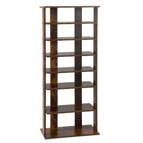 Rustic Brown Double Rows 7-tier Shoe Rack Vertical Entryway Shoe Shelf <div  class=aod_buynow></div>– Inhomelivings