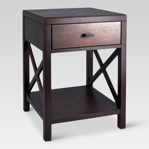 Owings Side Table With Drawer Espresso, Espresso End Tables With Storage