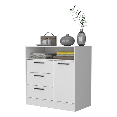 NicBex 4-Drawer Dresser or TV Stand Multi-Functional Storage Unit with Open Shelf, Holds 47" TV or Clothes Organizer, Space-Saving for Bedroom