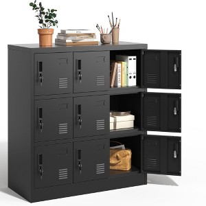 Munora - 9-Door Metal Employee Storage Locker with Locks - Steel Gym Lockers for Office/School - Black - 1 of 4