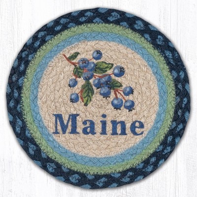 Earth Rugs Blueberry Farm Round Jute Trivet – Maine Fruit Design by Harry W. Smith