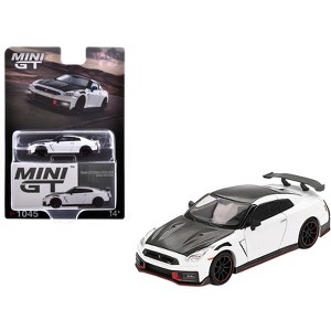 2024 Nissan GT-R Nismo (R35) Brilliant White Pearl with Carbon Hood and Top Limited Ed 1/64 Diecast Model Car by Mini GT - 1 of 4