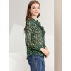 Allegra K Women's Floral Long Sleeve Retro Ruffled Button Down Top - 4 of 4