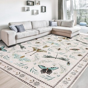 Insect Washable Soft Area Rugs for Living Room Bedroom Ultra-Thin Non Slip Dining Room Stain Resistant Rug Large Carpet - 1 of 4