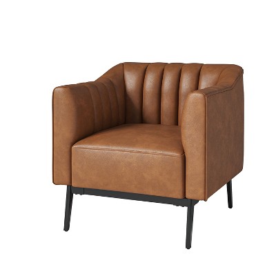 Carsten Industry 30" Wide Faux Leather Chair with Metal Leg| HULALA HOME