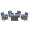 Gymojoy 7 Pieces Outdoor 6 Inch Sofa Swivel Chair with Fire Pit Table - 3 of 4