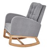 VECELO Modern Upholstered Rocking Chair with Padded Seat & Solid Wood Base, Linen Rocker Armchair for Living Room, White/Gray - 4 of 4