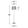 360 Lighting Abba Modern Floor Lamp Standing 66" Tall Brushed Nickel Light Gray Satin Tapered Drum Shade for Living Room Bedroom Office House Home - 4 of 4