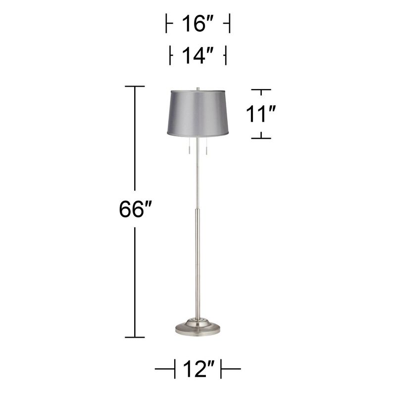 360 Lighting Abba Modern Floor Lamp Standing 66" Tall Brushed Nickel Light Gray Satin Tapered Drum Shade for Living Room Bedroom Office House Home, 4 of 5