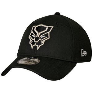 Adult Black Panther Face Symbol Color Block New Era 39Thirty Fitted Hat - 1 of 4