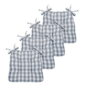 Kate Aurora Country Living Gingham Plaid Checkered Country Farmhouse Chair Cushion Pads - 1 of 3