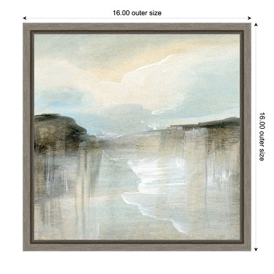 Quiet Beach Abstract Lithograph Canvas Wall Art in Grey Frame, 16 x 16 inches