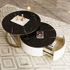 INFURNIC Coffee Tables Modern Round Nesting Coffee Table with Fluted Design and Drawer Chic White and Gold Finish, Black, 27.6"*27.6"*15.7" - 2 of 4