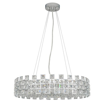 LLHZSY Modern 8-Light Crystal Chandelier 22 4/5" Drum Island Pendant Ceiling Fixtures-Chrome/Gold