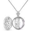 EVERLY JEWELRY | Sterling Silver 1/10 CT TW Diamond Floral Vintage Locket Pendant with Chain - 3 of 4