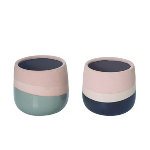 Transpac Stoneware Black & Ivory Planter Set of 2 Spring Home Decorations - 1 of 1