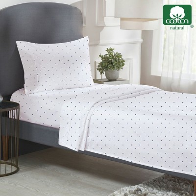Twin Navy Polka Dot Cotton Sateen 3-Piece Sheet Set