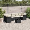 vidaXL 8 Piece Patio Sofa Set with Cushions Black Poly Rattan - Black and Cream Table + 4x Corner + 3x Middle - 2 of 4