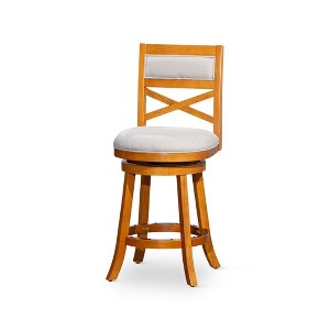 24" Counter Height Swivel Stool Modern Dining Chairs Bar Chairs X-Backrest Chair Armless Stool - 1 of 4
