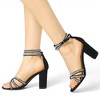 Allegra K Women's Rhinestones Crisscross Strap Strappy Chunky Heel Sandals - 2 of 4