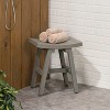 JONATHAN Y Tamlyn 15.75" Traditional Classic Slatted Solid Acacia Wood Indoor/Outdoor Shower Stool - 3 of 4