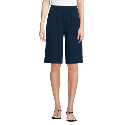 Lands' End Women's Knit High Rise Pleated 12" Bermuda Shorts