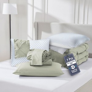 Nestl Comforter Set, 9 Piece Pinch Pleated Bedding Set, Bed in a Bag, All season Bed Set with Cooling Pillows - 1 of 4