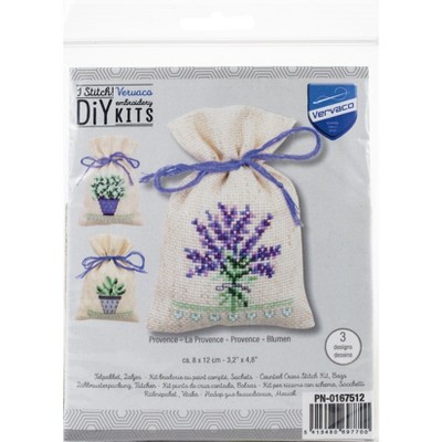 Vervaco Sachet Bags Counted Cross Stitch Kit 3.25"X4.75"-Provence (14 Count)