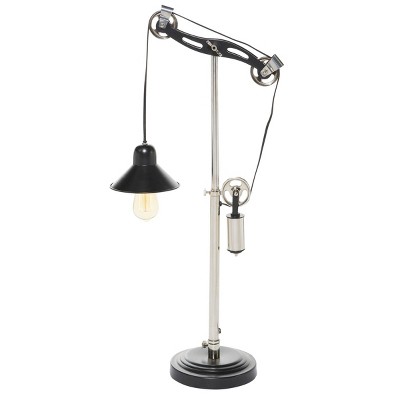 34" x 17" Industrial Metal Irregular Table Lamp Black - Olivia & May