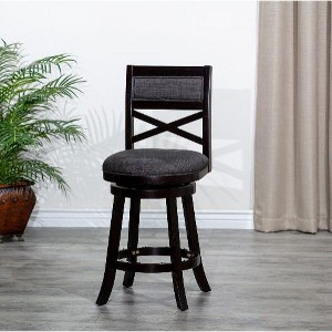 CAVINAS 24" Counter Height X-Back Chair, Swivel Stool, Bistro Chairs, Swivel Dining Chair, Fabric Seat - 1 of 4