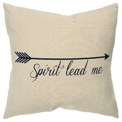 20"x20" Oversize 'Spirit Lead Me' Poly Filled Square Throw Pillow - Rizzy Home: Indoor Canvas Pillow with Hidden Zipper