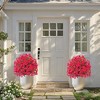 2-Pack Artificial Shrubs with Ground Spikes, UV Resistant Fabric Outdoor Bushes for Garden, Porch & Indoor Decor - 3 of 4