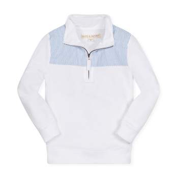 Hope & Henry Boys' Organic Long Sleeve French Terry Half-Zip Pullover with Contrast Yoke, Kids